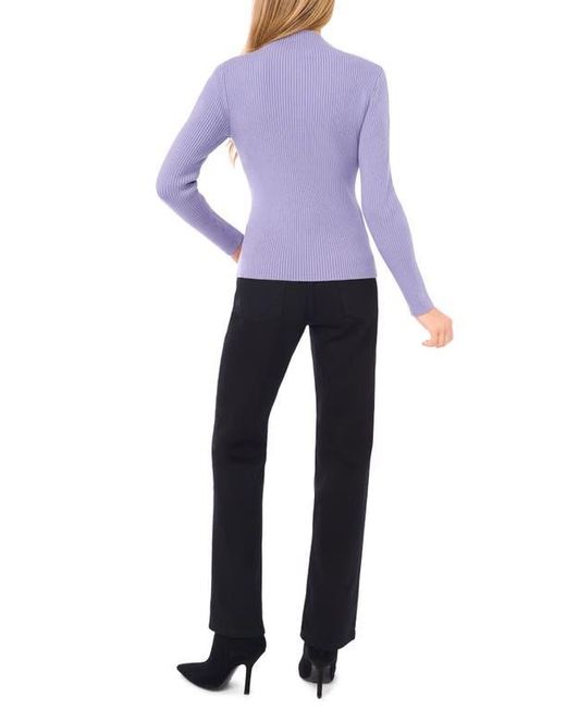 Halogen® Purple Rib Quarter Zip Sweater