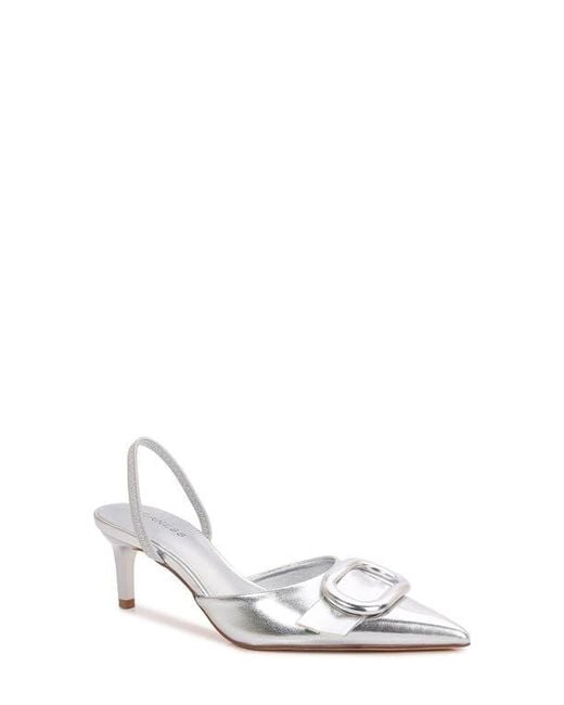 BERNESS White Chiara Buckle Slingback Pump