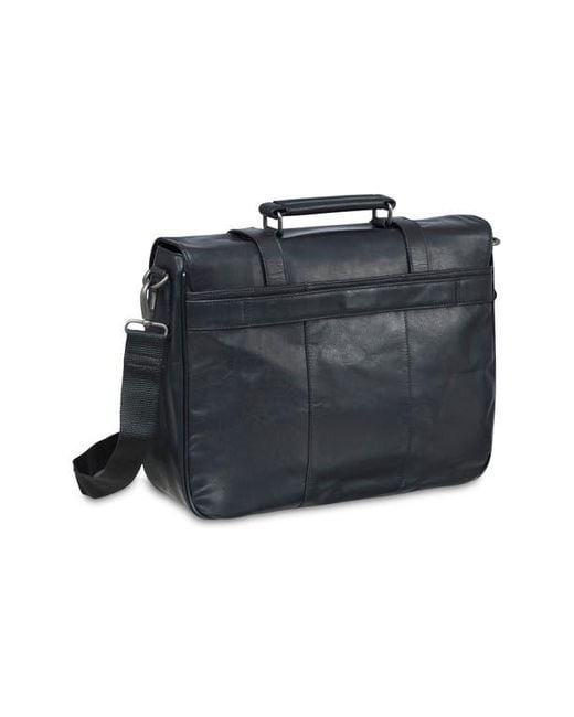 Mancini Black Flap Leather Briefcase for men