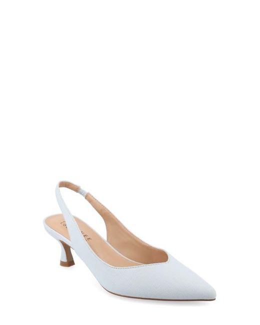 Journee Collection White Mikoa Snake Embossed Slingback Pump