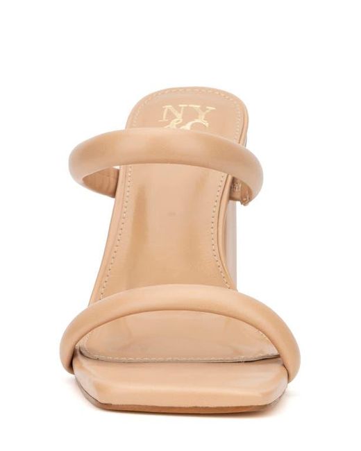 New York & Company Natural Galina Faux Snake Embossed Leather Block Heel Sandal