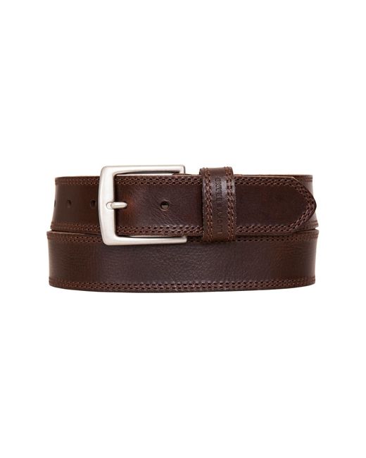 Lucky Brand Brown Stitch Bar Leather Belt for men