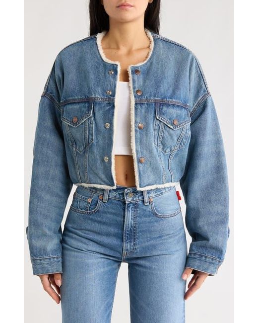 Denimist Women's Blue Oversize Cropped Denim Jacket