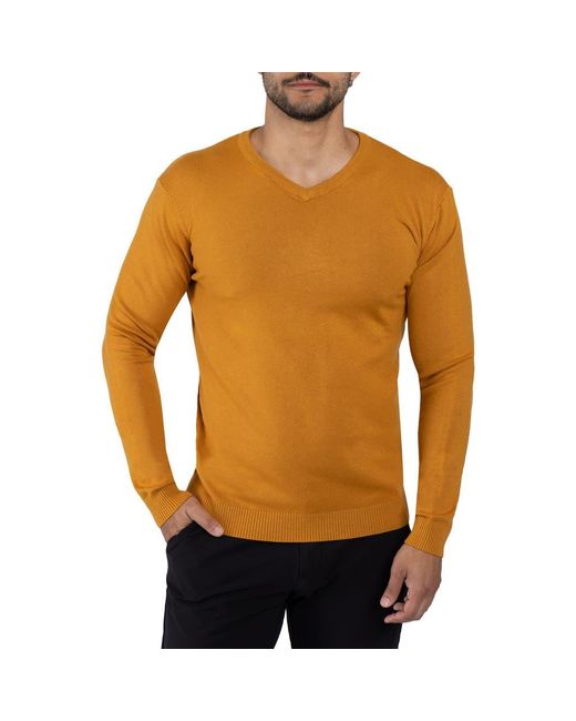 Xray Jeans Yellow Ribbed V-Neck Knit Sweater for men