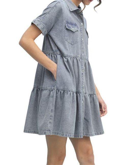 Wishlist Blue Tiered Babydoll Dress