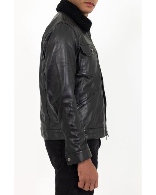 PINOPORTE Black Lambskin Leather Jacket for men