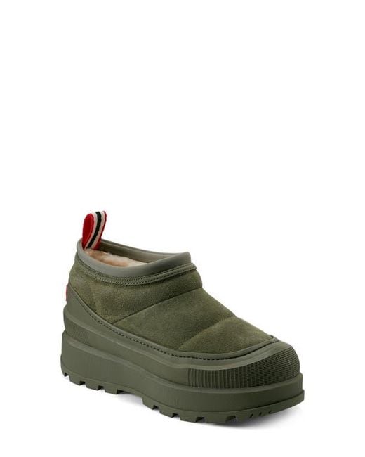 Hunter Green Askern Waterproof Suede Platform Bootie