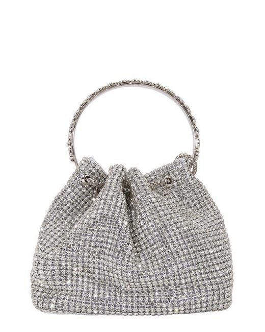 BERNESS Gray Rhinestone Ring Handle Bag