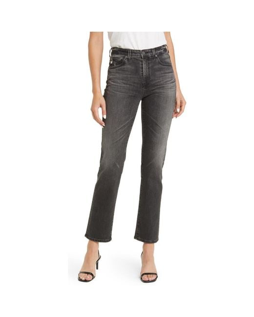 AG Jeans Gray Saige High Waist Straight Leg Jeans