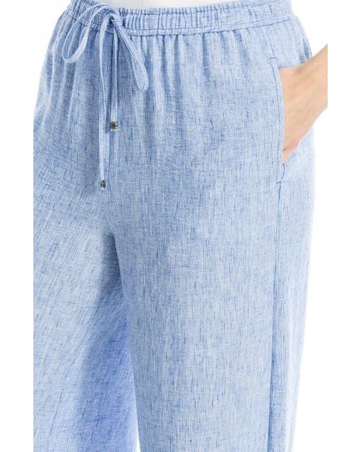 Max Studio Blue Crinkled Drawstring Waist Pants