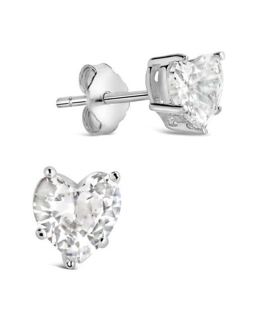 Sterling Forever White Sterling Cubic Zirconia Heart Stud Earrings