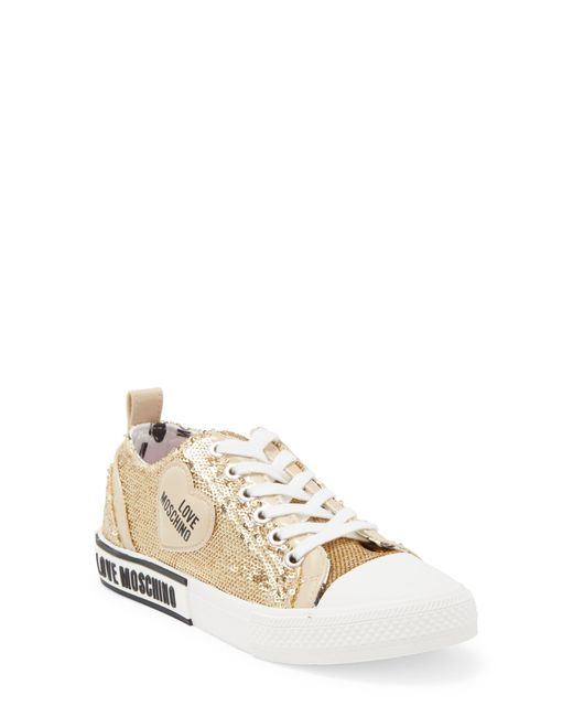 Love Moschino Sequin Low Top Sneaker in Natural Lyst
