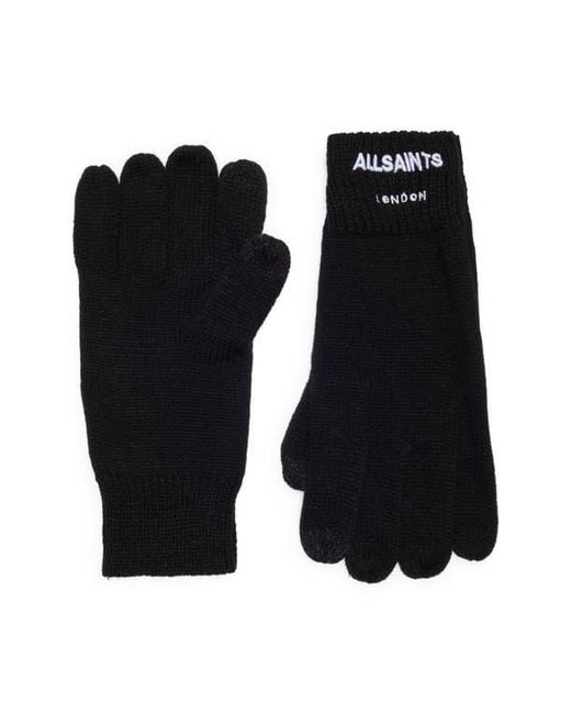 AllSaints Black Logo Gloves for men