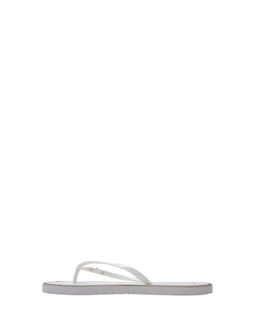 Bebe White Rhinestone Flip Flop