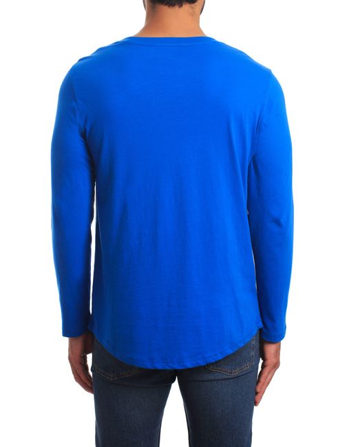 Jared Lang Blue Peruvian Cotton Long Sleeve Crewneck T-shirt for men