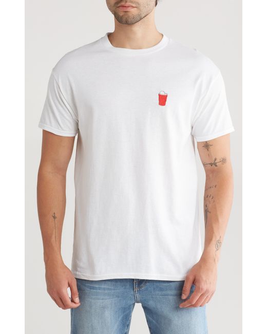 Retrofit White Embroidered Red Cup T-shirt for men