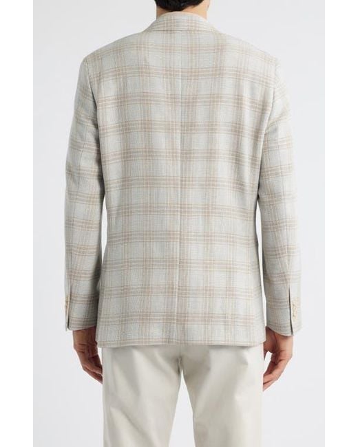 Jack Victor Gray Hampton Plaid Knit Wool & Linen Blend Sport Coat for men