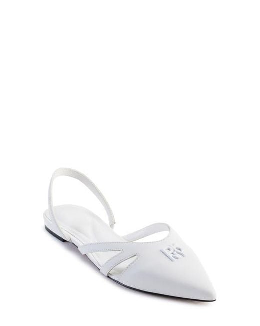 DKNY White Verity Pointed Toe Slingback Flat