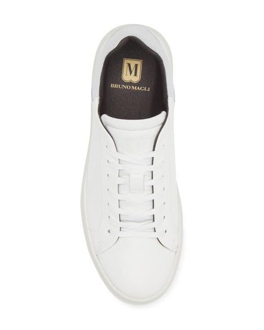 Bruno Magli Sierra Mens White Leather Sneakers Luxury Casual Shoes Sz 9 SALVATOREWHITELEATHERWHITESOLE  main image 2