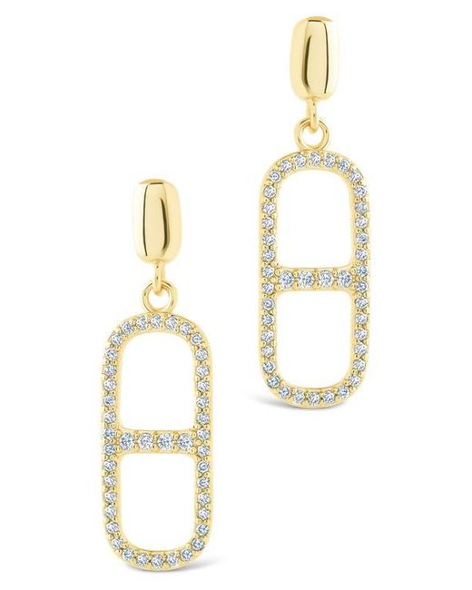 Sterling Forever White Sable Cubic Zirconia Anchor Link Drop Earrings