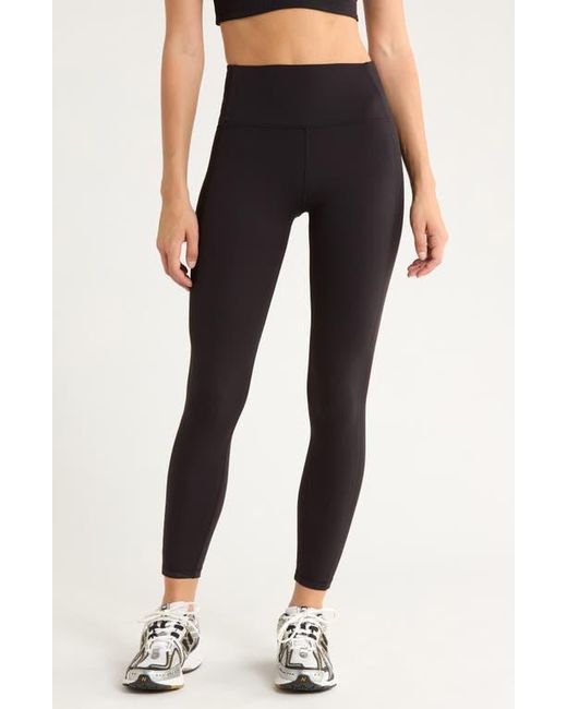 X By Gottex Black Rib Insert Activewear Leggings