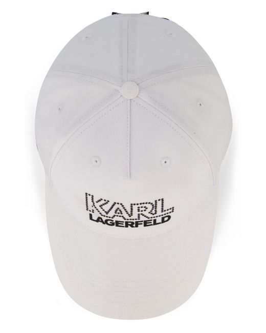 Karl Lagerfeld Gray Studded Embroidered Logo Cotton Baseball Cap for men