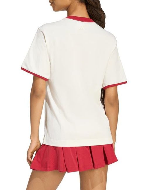 Adidas White Embroidered Logo Crewneck T-Shirt