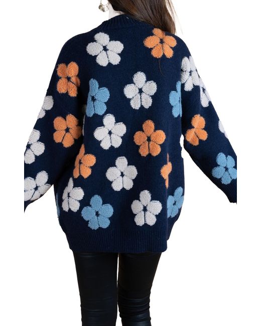 Saachi Blue Floral Print Button Front Cardigan