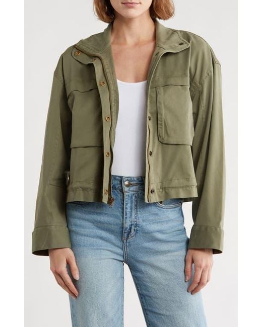Caslon Green Crop Utility Jacket