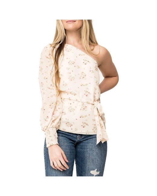 Gibsonlook White Floral One-Shoulder Blouse