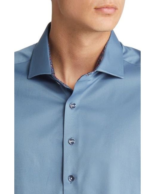 Stone Rose Blue Dry Touch Performance Button-Up Shirt for men