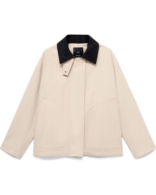 Mango White Corduroy Collar Jacket