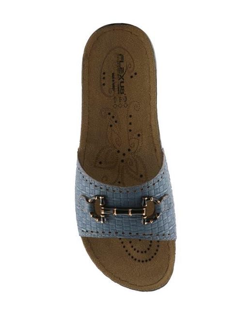 Flexus by Spring Step Blue Enamel Bit Slide Sandal
