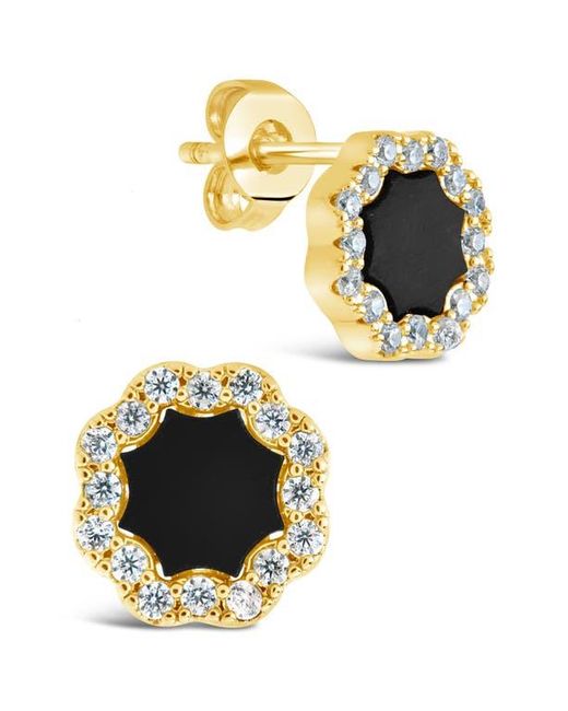 Sterling Forever Black Cubic Zirconia Rose Petal Stud Earrings