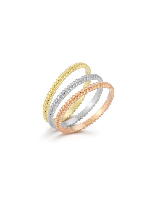 Glaze Jewelry White Set Of 3 Mixed Metal Stackable Rings