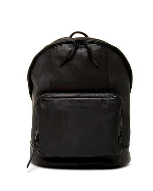James Campbell Black Leather Backpack for men