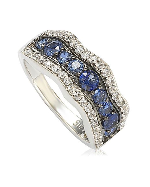 Suzy Levian Blue Sapphire & Diamond Wave Ring