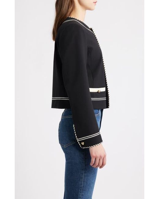 FRAME Black The Prim Crop Jacket