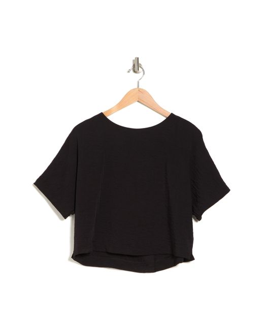 Adrianna Papell Black Crinkle Boxy Crop T-shirt