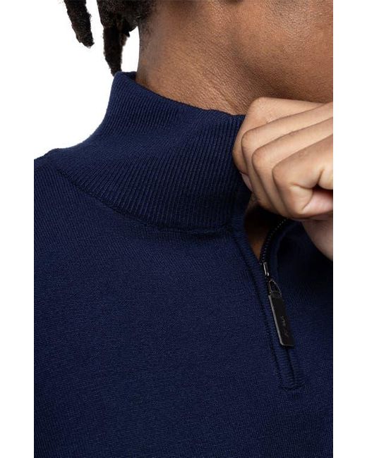 Xray Jeans Blue Quarter Zip Mock Neck Sweater for men