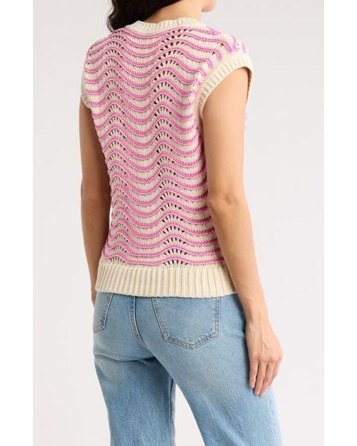Melrose and Market Red Split Neck Sleeveless Sweater
