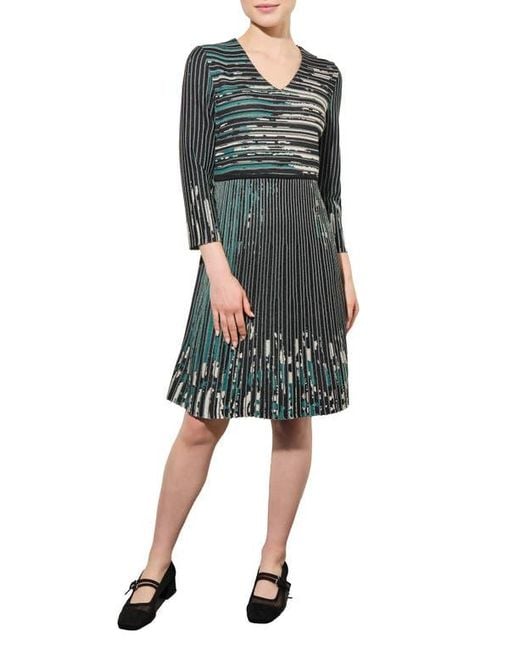 green striped sweater dress Black & Green Stripe Sweater Dress main image 0