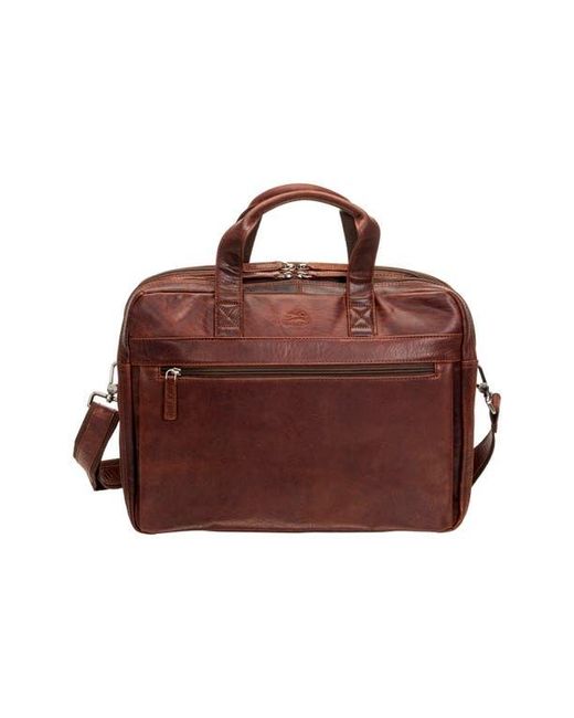 Mancini Brown Double Compartment Leather Briefcase for men