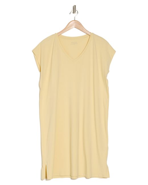 Eileen Fisher Natural V-neck Stretch Cotton Dress