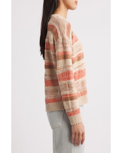 Faherty Brand Multicolor Miramar Stripe Linen & Cotton Crewneck Sweater
