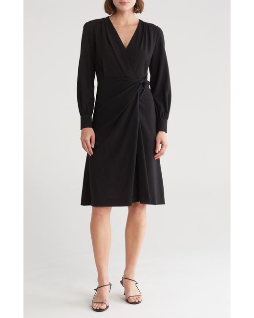 Boss Black Dojafa Wrap Front Long Sleeve Virgin Wool Dress