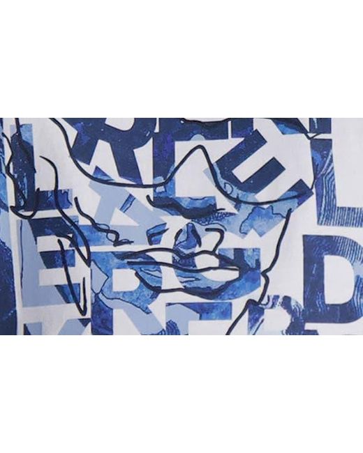 Karl Lagerfeld Blue Square Sketch Graphic T-shirt for men