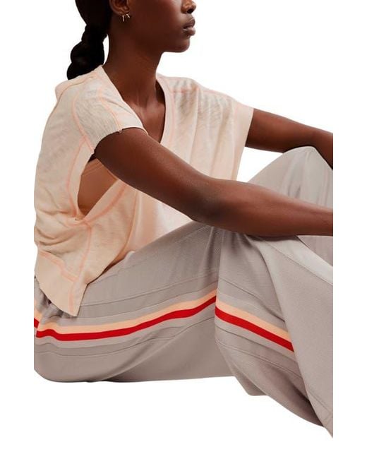 Free People Brown One On One Side Stripe Mesh Drawstring Pants
