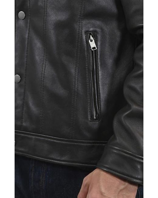 Frye Black Leather Trucker Jacket for men
