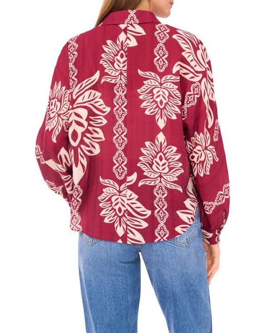Halogen® Red Long Sleeve Tie Hem Button-Up Shirt